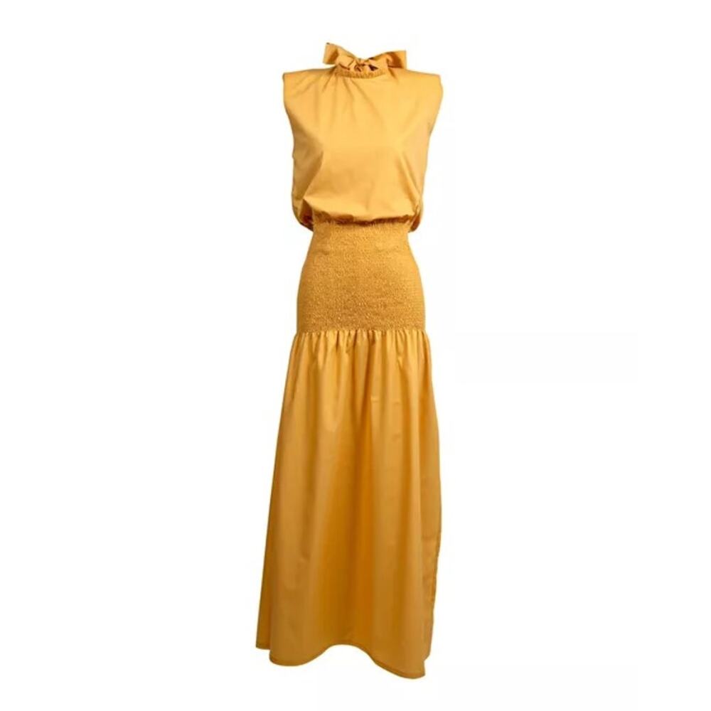 Efrain Mogollon Ana Luisa Cotton Midi Yellow Dress // Size‎ 8 Medium